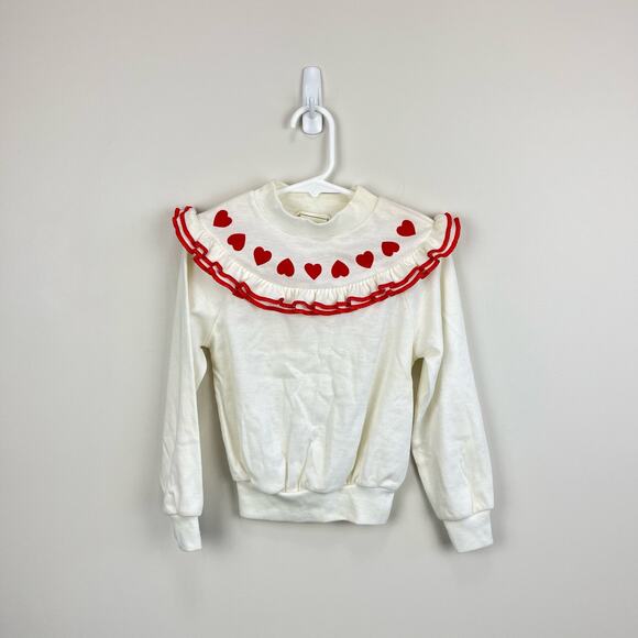 Vintage Little Topsys Ruffle Heart Sweatshirt 6 - Picture 1 of 7
